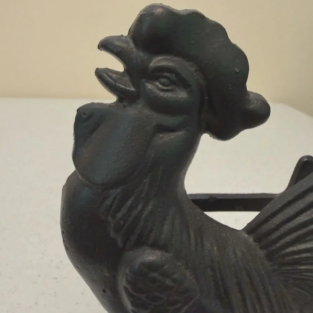 Napkin/Letter Holder Cast Iron Chicken Rooster Black